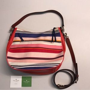 Kate Spade New York Cobble Hill Mylie Fabric Leather Crossbody Multi-Stripe new